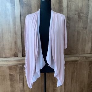 3/$30 Pink short sleeve layered cardigan flowy with pockets Small